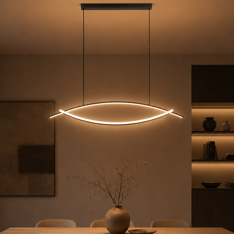 Lustre Suspension Anneau Aluminium Brossé Minimaliste Épuré Design - Salon Salle à Manger — Cerco