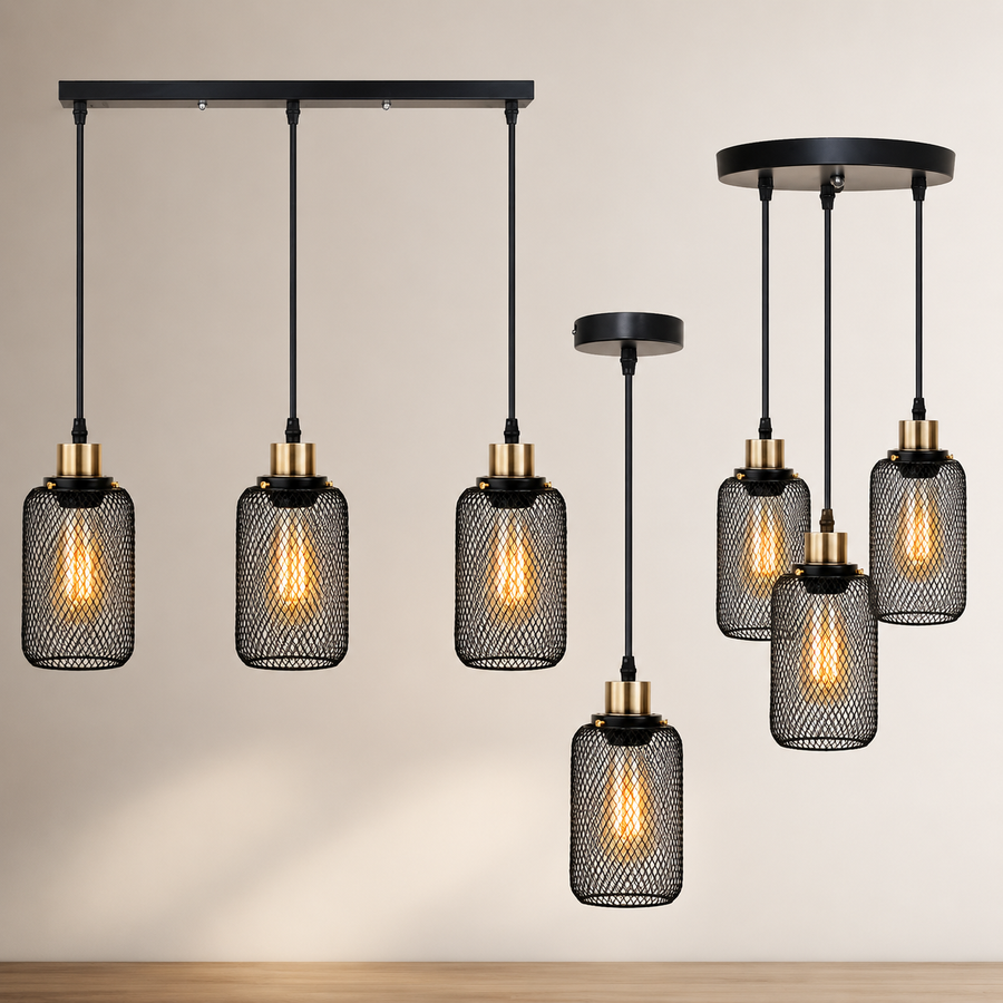 Suspension Cylindre Acier Noir Mat Industriel - Chambre Salon Cuisine — Vivo