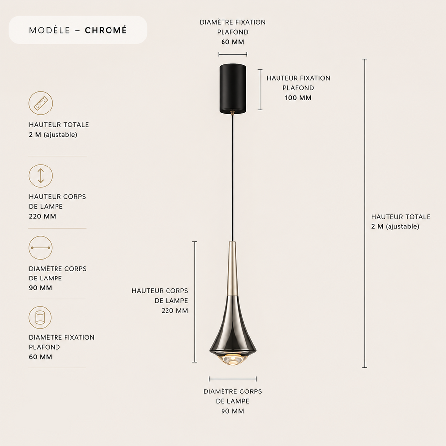 Suspension Trompette Métal Brossé Noir et Cuivre - Cuisine Salon Salle à Manger — Brio