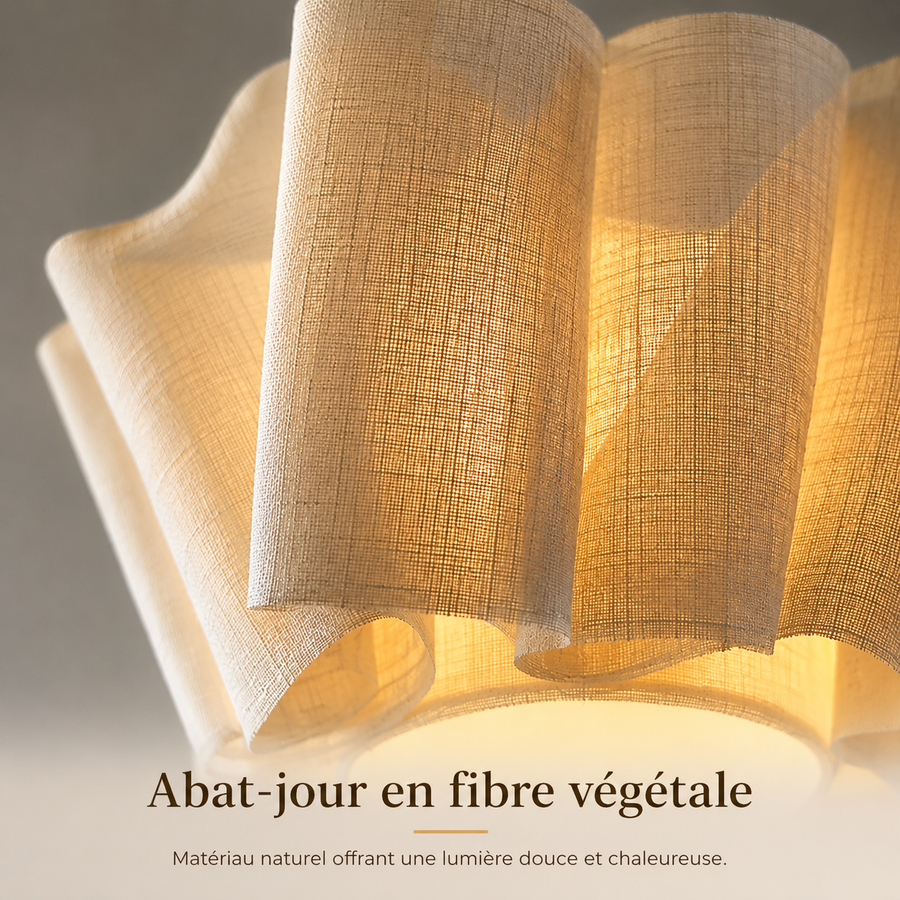 Suspension Pétales Tissu Lin Beige Wabi-Sabi Design - Chambre Salon Cuisine — Corymbe