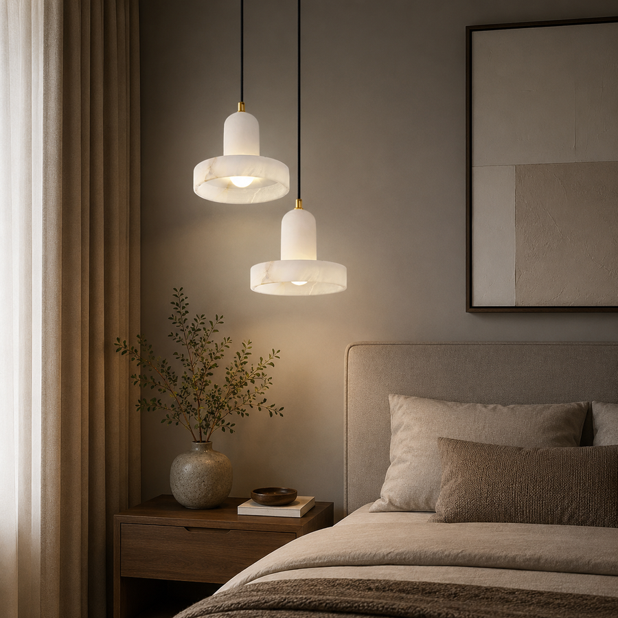 Suspension Anneaux Tissu Crème Minimaliste Design - Chambre Salon Cuisine — Fulgor
