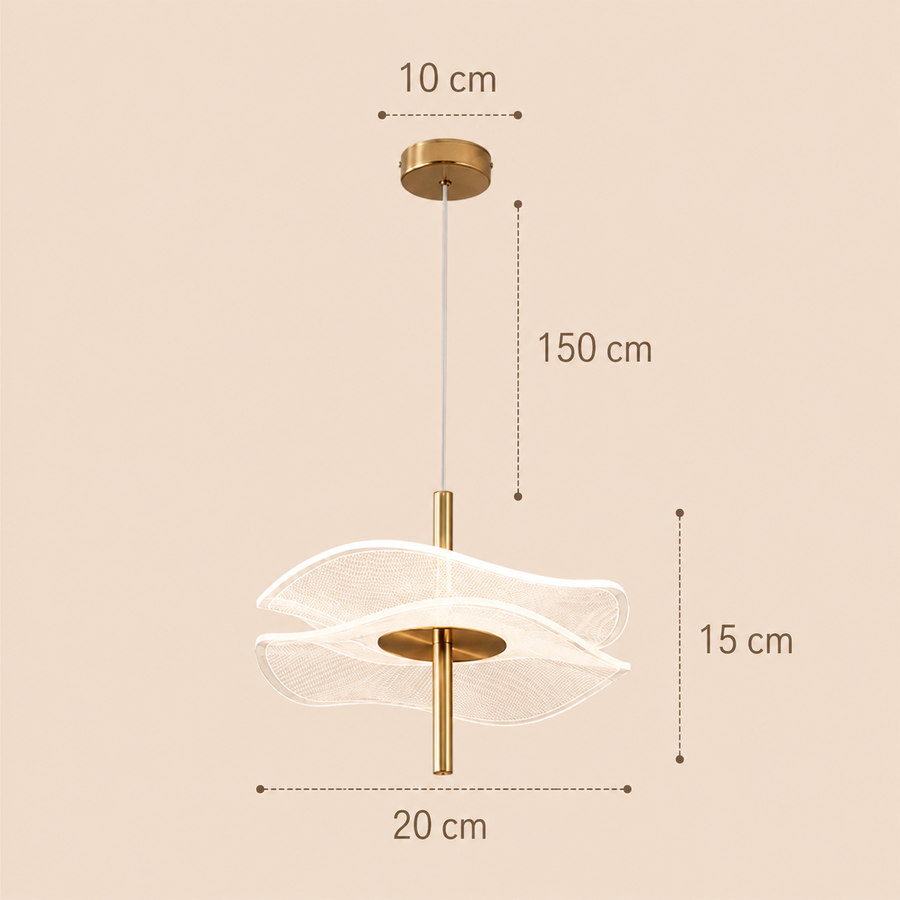 Suspension Feuille Verre Transparent et Laiton Épuré Design - Cuisine Salon Salle à Manger — Ayasha