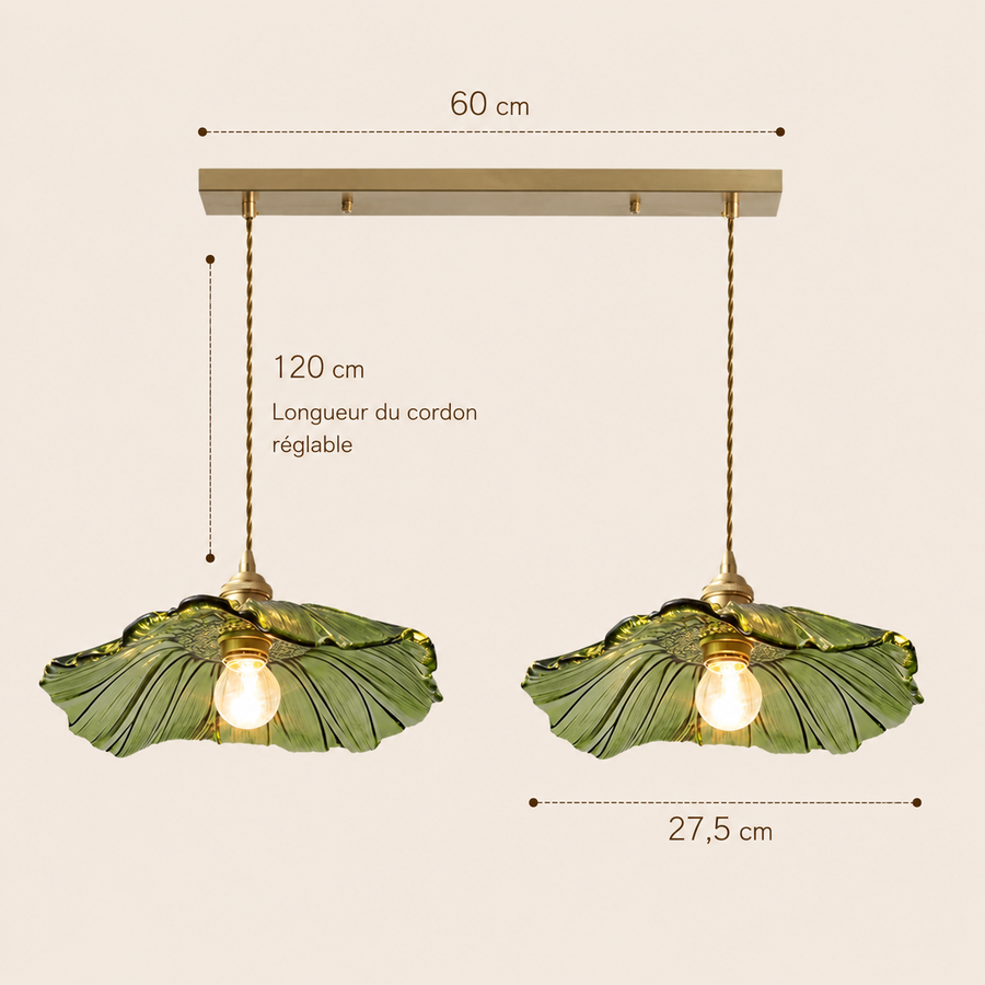 Suspension Feuille Métal Vert Art Déco - Salon Salle à Manger Chambre — Atinuke