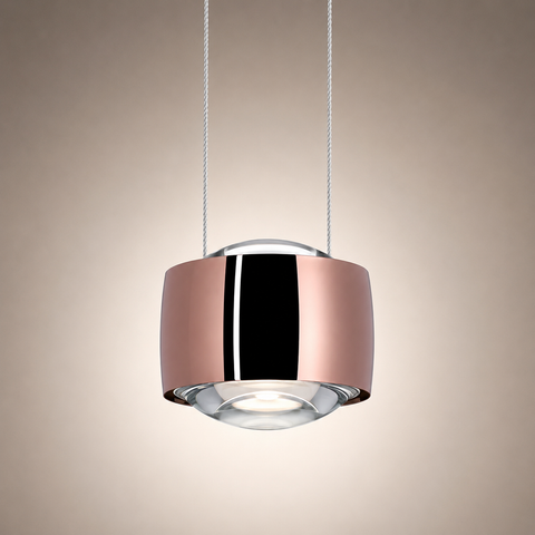Suspension Cylindre Métal Cuivré et Verre Transparent - Chambre Salon Cuisine — Cremona