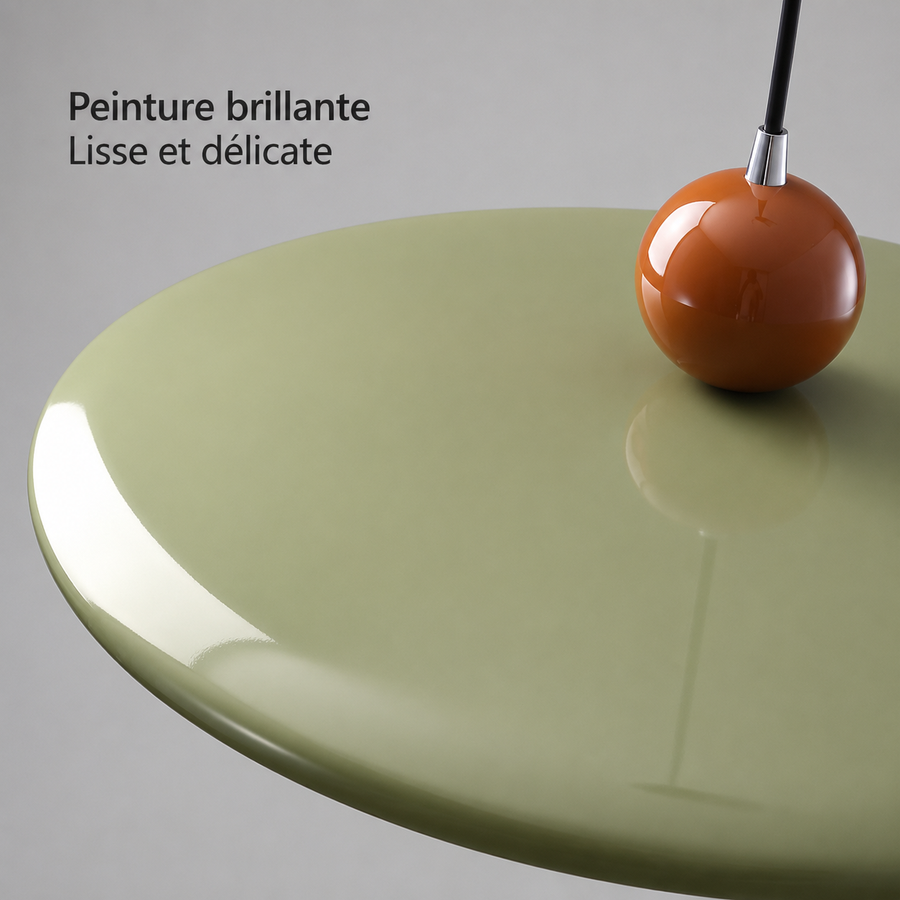 Suspension Disque Métal Vert Sauge et Bois Naturel - Cuisine Chambre Salon — Alcyone