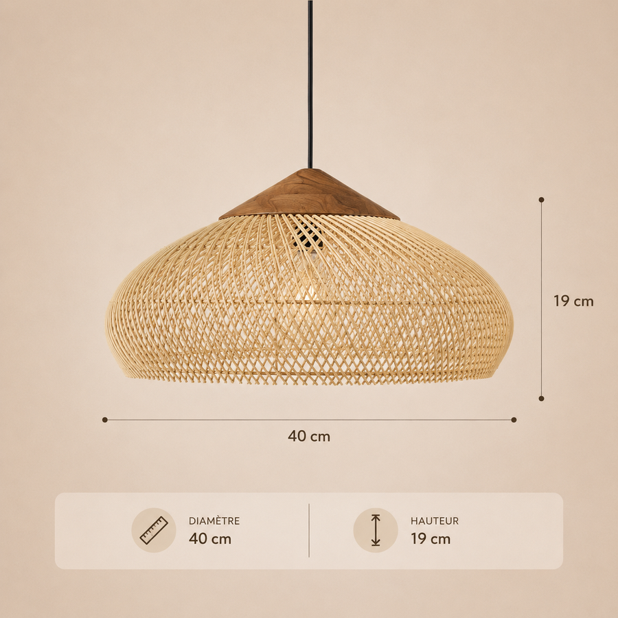 Suspension Lanterne Rotin Tressé Naturel Épuré Design - Cuisine Chambre Salon — Falot