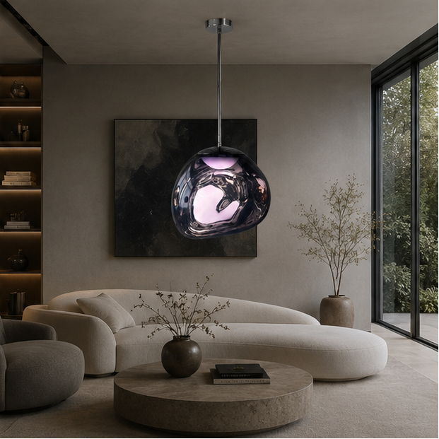 Suspension Sphère Verre Miroir Métallisé Multicolore Boule - Cuisine Salon Salle à Manger — Rhodium