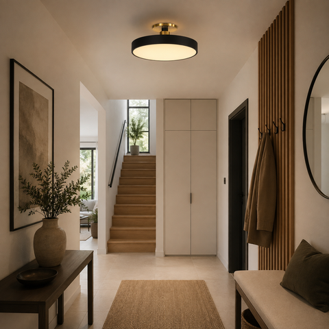 Plafonnier Anneau Métal Noir Minimaliste Design Moderne - Salle de Bain Salon Chambre — Grasse