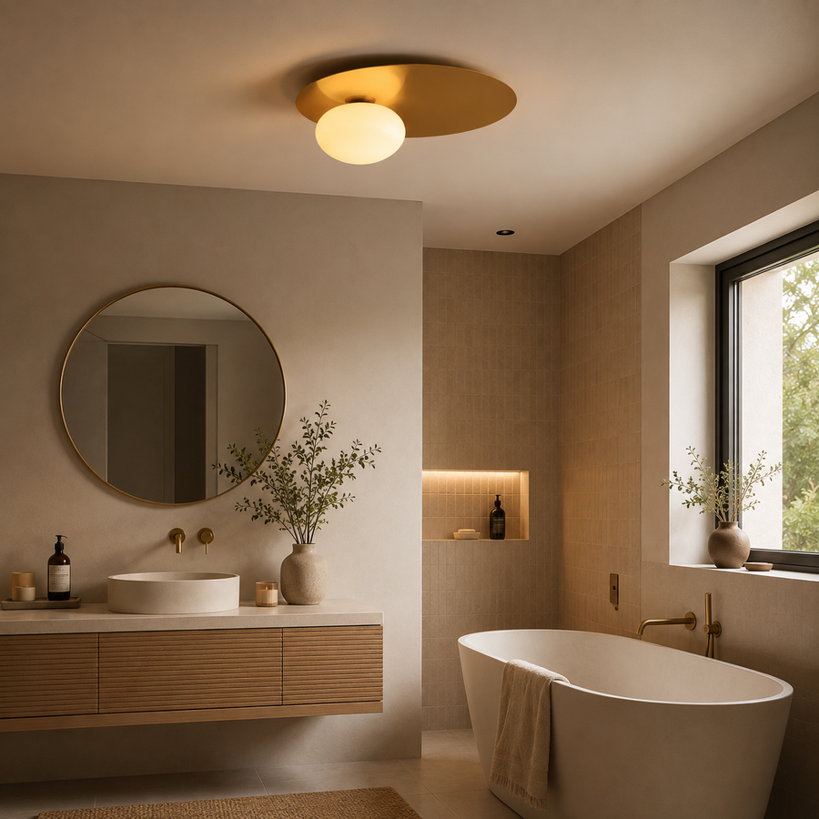 Plafonnier Disque Métal Doré Minimaliste Design Moderne - Salle de Bain Salon Chambre — Plateo