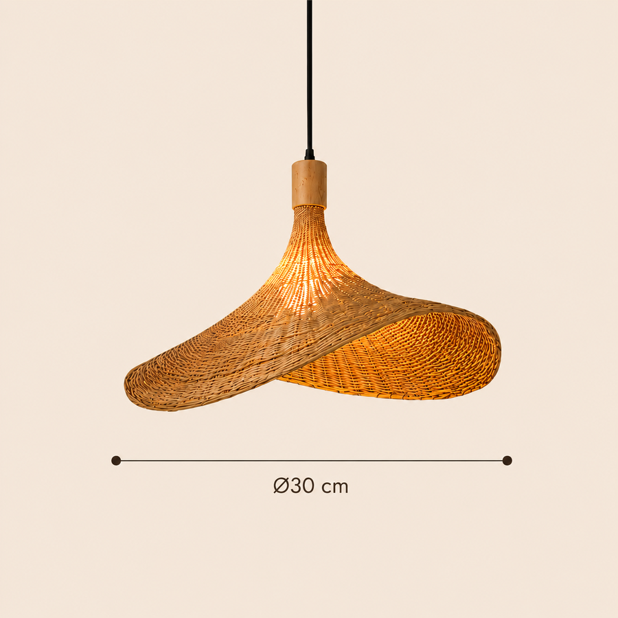 Suspension Asymétrique Rotin Tressé Naturel Bohème - Cuisine Chambre Salon — Radium
