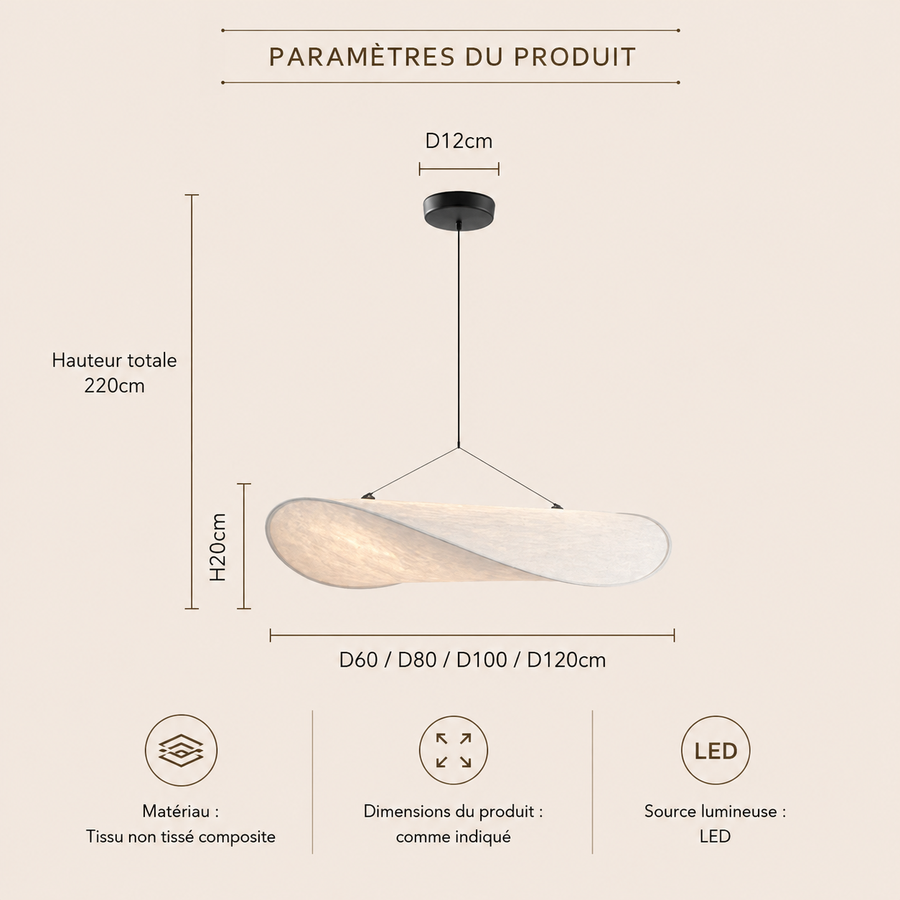 Suspension Nuage Tissu Blanc Minimaliste Design - Chambre Salon Cuisine — Sela