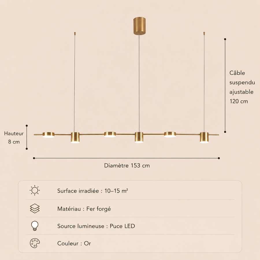 Suspension Laiton Doré Cylindres Multiples Minimaliste Design - Chambre Salon Cuisine — Chiyo