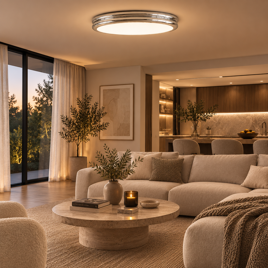 Plafonnier Anneau Céramique Crème Minimaliste Design Moderne - Salle de Bain Salon Chambre — Alcyone