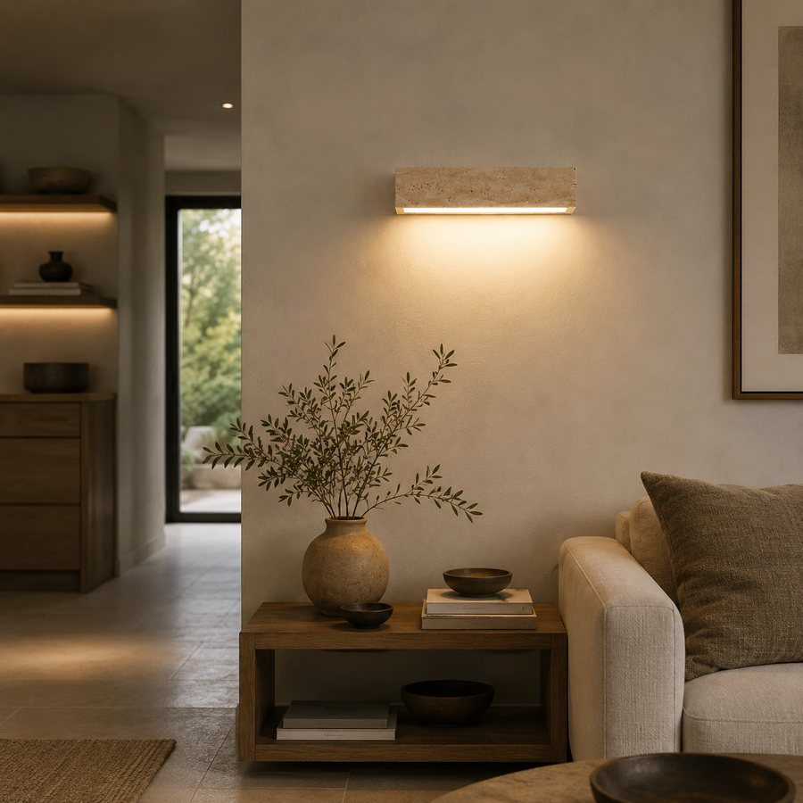 Applique Murale Pierre Travertin LED Chambre - Chambre Salon Salle de Bain — Galvus