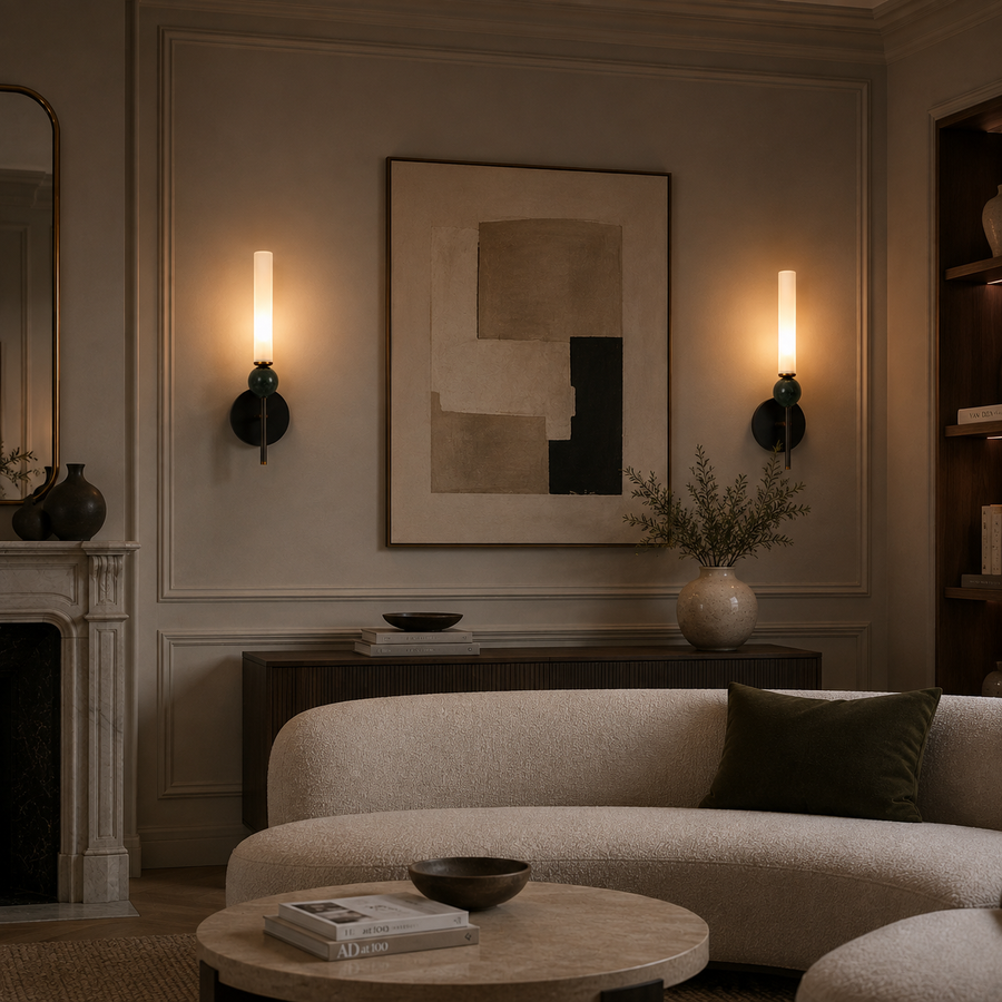 Applique Murale Sphères Verre Fumé et Métal Noir Noire - Chambre Salle de Bain Salon — Quasar