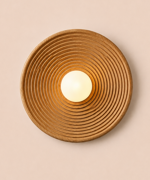Applique Murale Bois Naturel Disque Rond Texturé Ronde - Chambre Salon Salle de Bain — Éclat