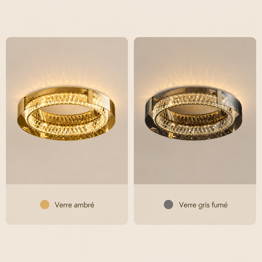 Plafonnier Anneau Cristal et Métal Chromé Éclatant - Salon Salle à Manger Chambre — Nexo