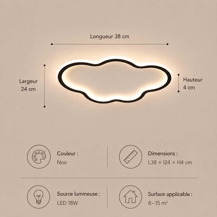 Plafonnier Nuage Tissu Blanc Éthéré - Salle de Bain Salon Chambre — Brume