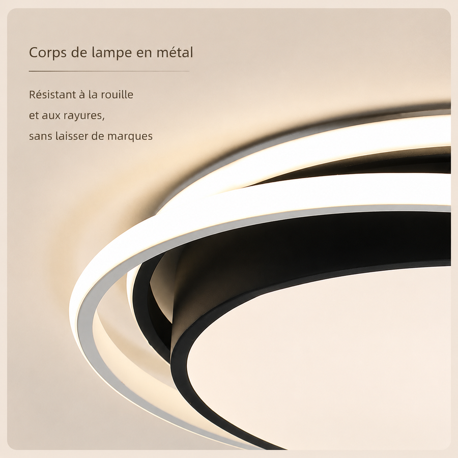 Plafonnier Vagues Métal Blanc Minimaliste et Lune Design Moderne - Salle de Bain Salon Chambre — Flux