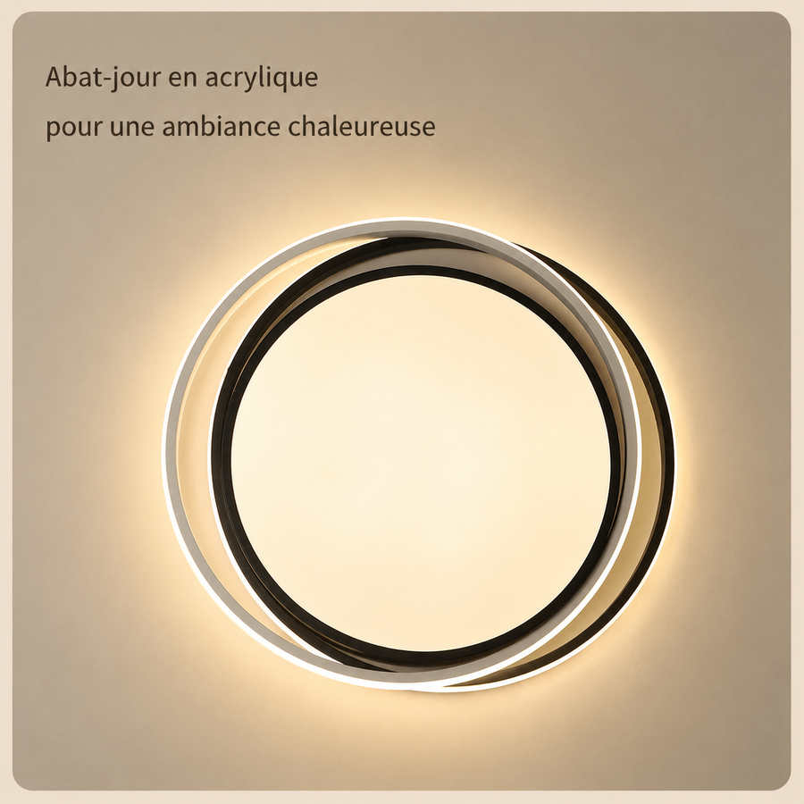 Plafonnier Vagues Métal Blanc Minimaliste et Lune Design Moderne - Salle de Bain Salon Chambre — Flux