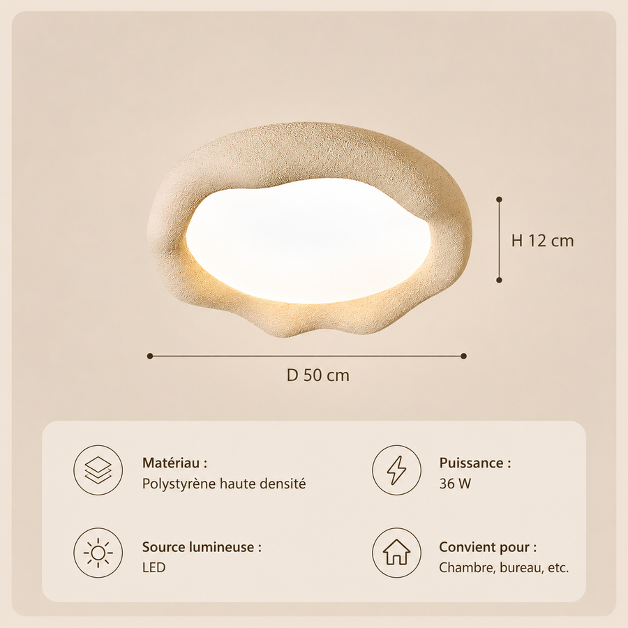 Plafonnier Anneau Plâtre Blanc Minimaliste Design Moderne - Salle de Bain Salon Chambre — Ringa