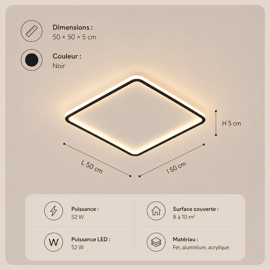 Plafonnier Anneau Métal Noir Minimaliste Design Moderne - Salle de Bain Salon Chambre — Aureo