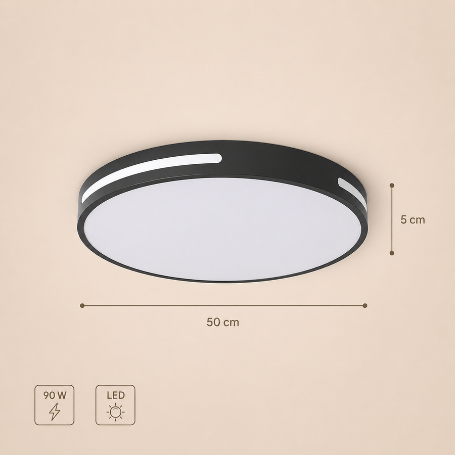 Plafonnier Disque Métal Noir et Blanc Minimaliste Design Moderne - Salle de Bain Salon Chambre — Orbis