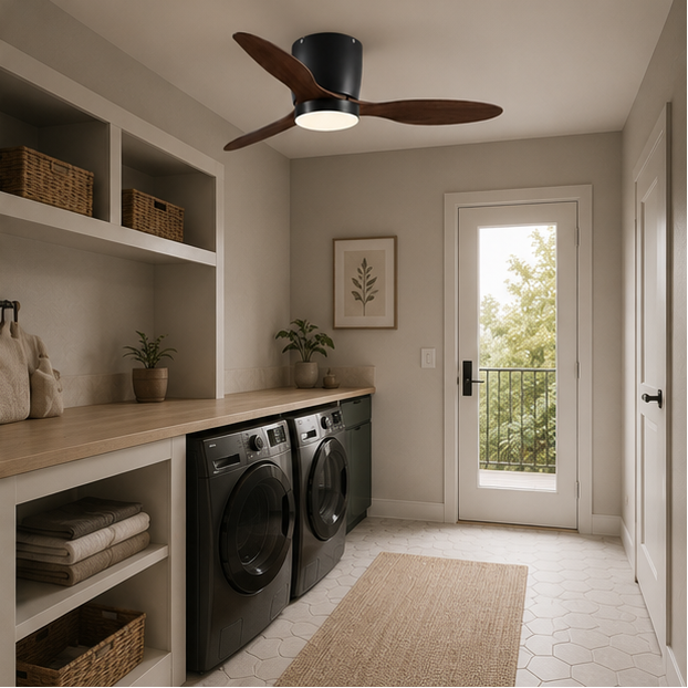 Plafonnier Hélice Bois Noyer et Acier Brossé - Salon Chambre Salle à Manger — Helix