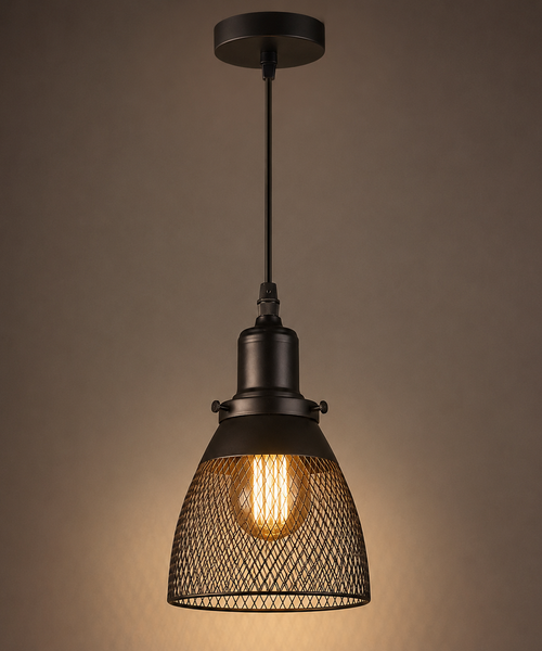 Suspension Cage Métal Noir Industriel Vintage - Cuisine Salon Bureau — Treillis
