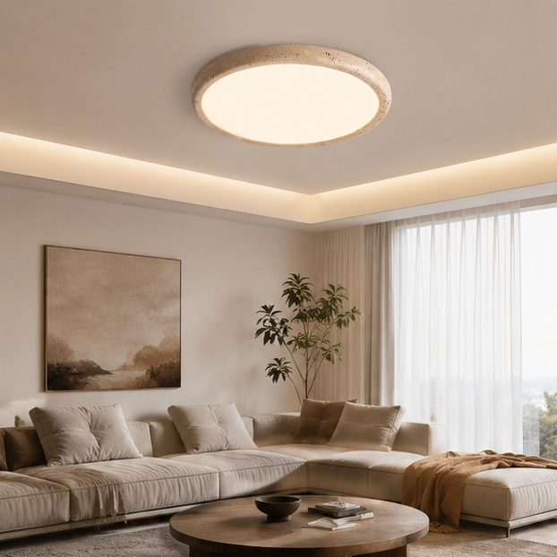 Plafonnier Anneau Bois Naturel Minimaliste Design Moderne - Salon Chambre Salle à Manger — Altair