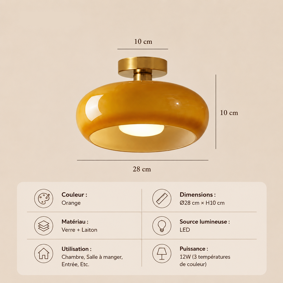 Plafonnier Sphère Verre Opalin et Laiton Minimaliste Design Moderne Boule - Salon Salle à Manger Chambre — Vesta