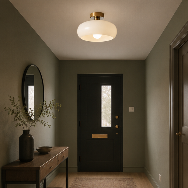 Plafonnier Sphère Verre Opalin et Laiton Minimaliste Design Moderne Boule - Salon Salle à Manger Chambre — Vesta