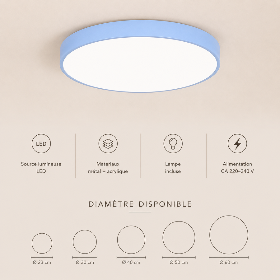 Plafonnier Cylindre Métal Multicolore Minimaliste Design Moderne - Salle de Bain Salon Chambre — Citrine