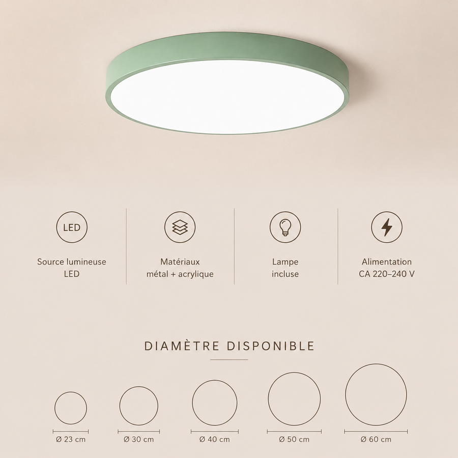 Plafonnier Cylindre Métal Multicolore Minimaliste Design Moderne - Salle de Bain Salon Chambre — Citrine