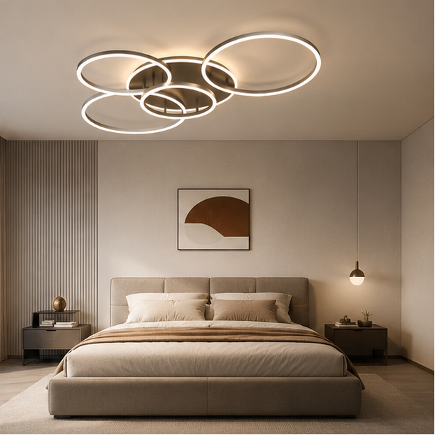 Plafonnier Anneaux Métal Blanc Épuré Minimaliste Design Moderne - Salle de Bain Salon Chambre — Toledo