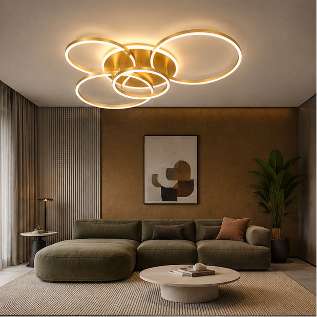 Plafonnier Anneaux Métal Blanc Épuré Minimaliste Design Moderne - Salle de Bain Salon Chambre — Toledo