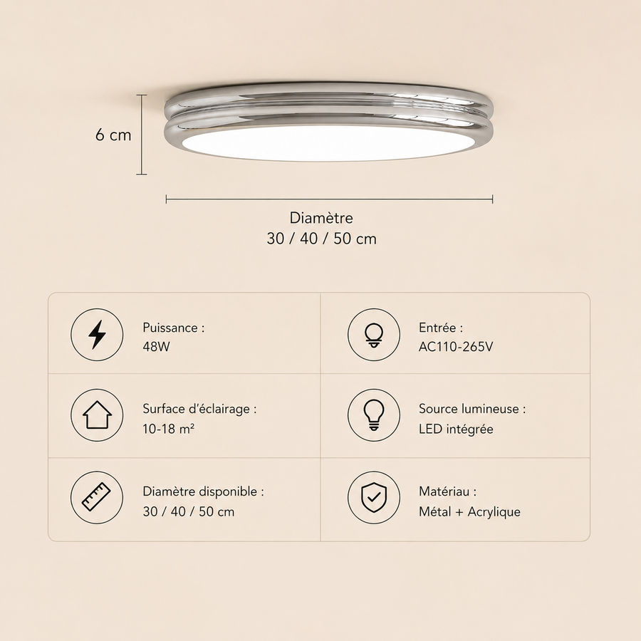 Plafonnier Anneau Céramique Crème Minimaliste Design Moderne - Salle de Bain Salon Chambre — Alcyone