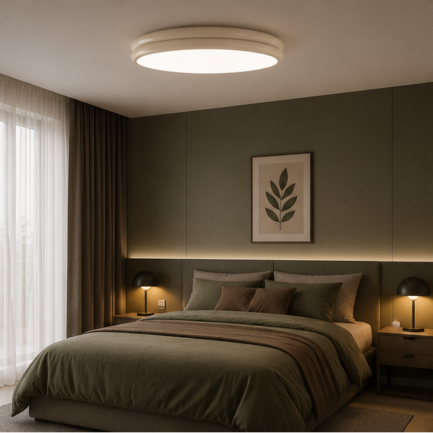 Plafonnier Anneau Céramique Crème Minimaliste Design Moderne - Salle de Bain Salon Chambre — Alcyone