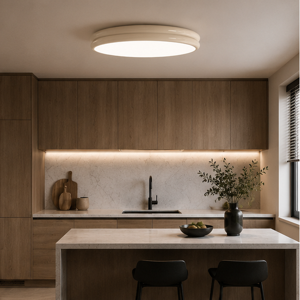 Plafonnier Anneau Céramique Crème Minimaliste Design Moderne - Salle de Bain Salon Chambre — Alcyone