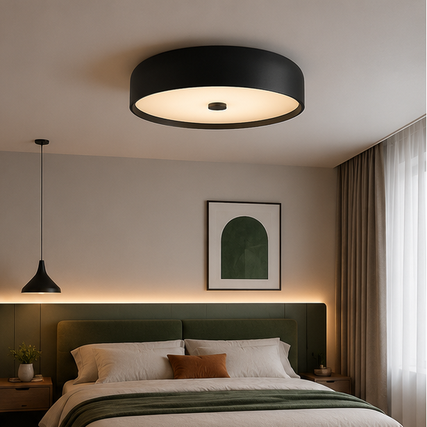 Plafonnier Anneau Métal Rouge Minimaliste Design Moderne - Salle de Bain Salon Chambre — Vibrato