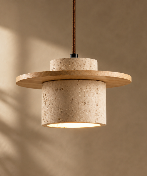 Suspension Cylindre Béton et Métal Marron Minimaliste Design - Chambre Salon Cuisine — Hypatia