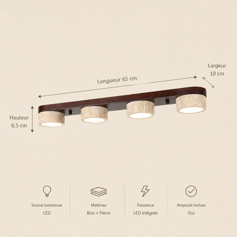 Plafonnier Cylindre Bois Foncé et Béton Épuré Design Moderne - Salon Chambre Salle à Manger — Vivace