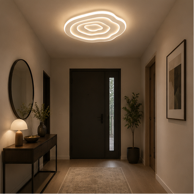 Plafonnier Anneaux Métal Noir et Blanc Épuré Design Moderne - Salle de Bain Salon Chambre — Ritmeo