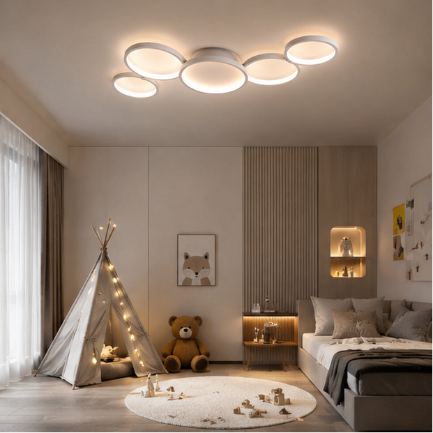 Plafonnier Anneaux Métal Design Salon LED Moderne Minimaliste - Salon Cuisine Chambre — Aether