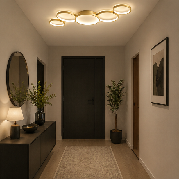 Plafonnier Anneaux Métal Design Salon LED Moderne Minimaliste - Salon Cuisine Chambre — Aether