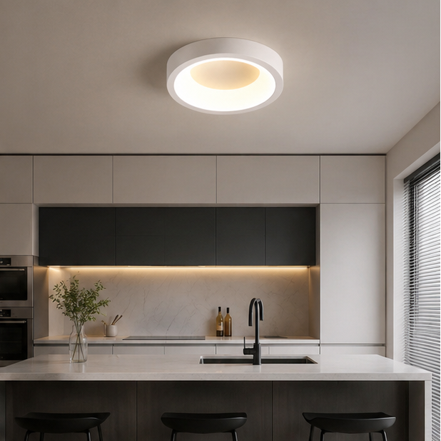 Plafonnier Anneau Métal Blanc Minimaliste Design Moderne - Salle de Bain Salon Chambre — Photon