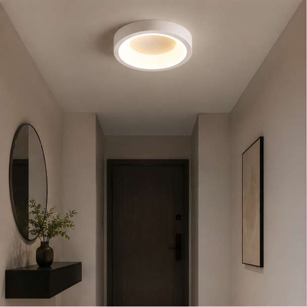 Plafonnier Anneau Métal Blanc Minimaliste Design Moderne - Salle de Bain Salon Chambre — Photon
