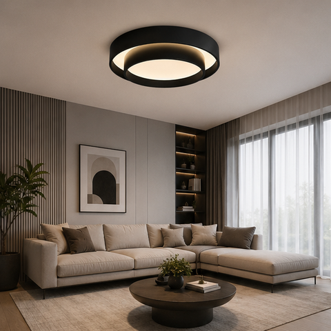 Plafonnier Anneau Métal Blanc Minimaliste Design Moderne - Salle de Bain Salon Chambre — Onyx
