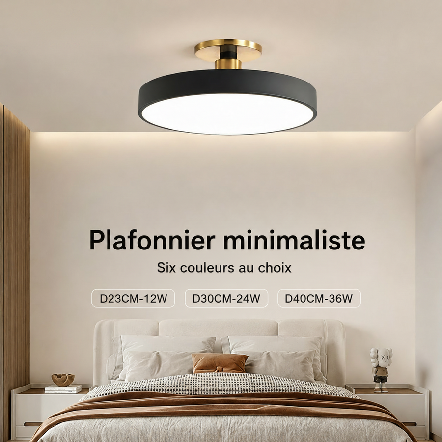 Plafonnier Anneau Métal Noir Minimaliste Design Moderne - Salle de Bain Salon Chambre — Grasse