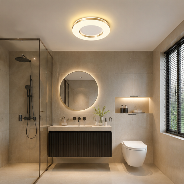 Plafonnier Anneau Métal Blanc Épuré Minimaliste Design Moderne - Salle de Bain Salon Chambre — Ferrara